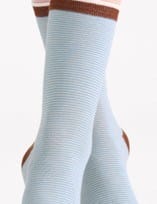 Load image into Gallery viewer, Levante Lina Fine Stripe Crew Sock - Tide
