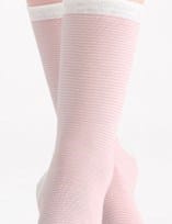 Load image into Gallery viewer, Levante Lina Fine Stripe Crew Sock - Tulle

