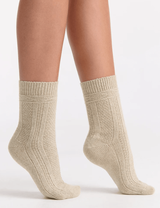 Levante Womens Camella Crew Sock - Oatmeal