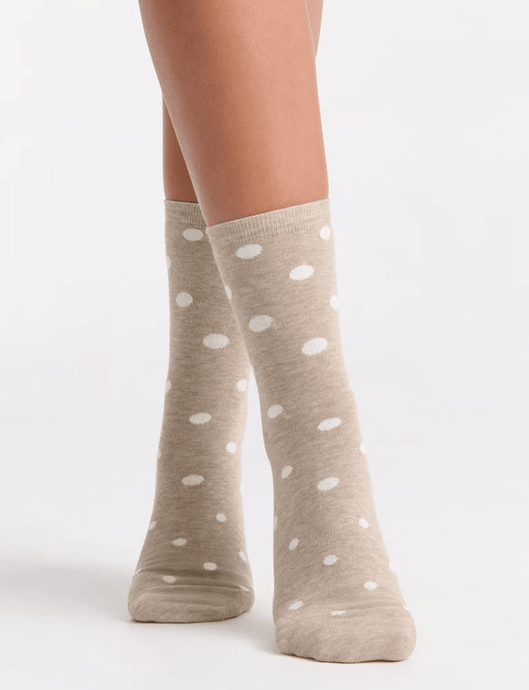 Levante Womens Gigi Spot Crew Sock - Oatmeal