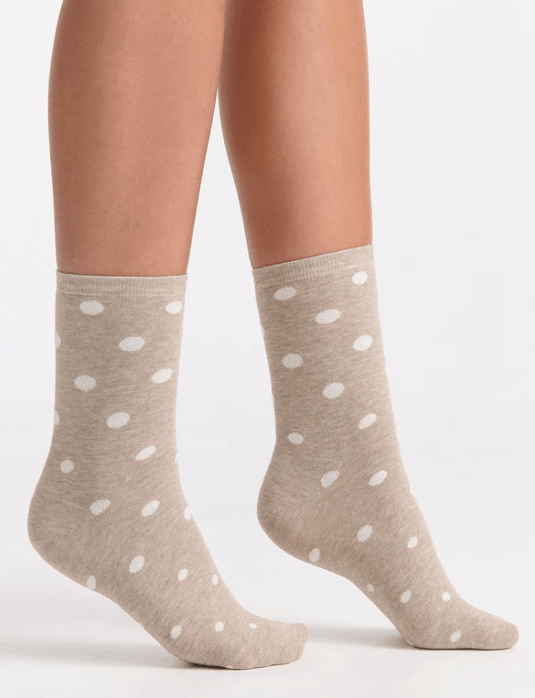 Levante Womens Gigi Spot Crew Sock - Oatmeal
