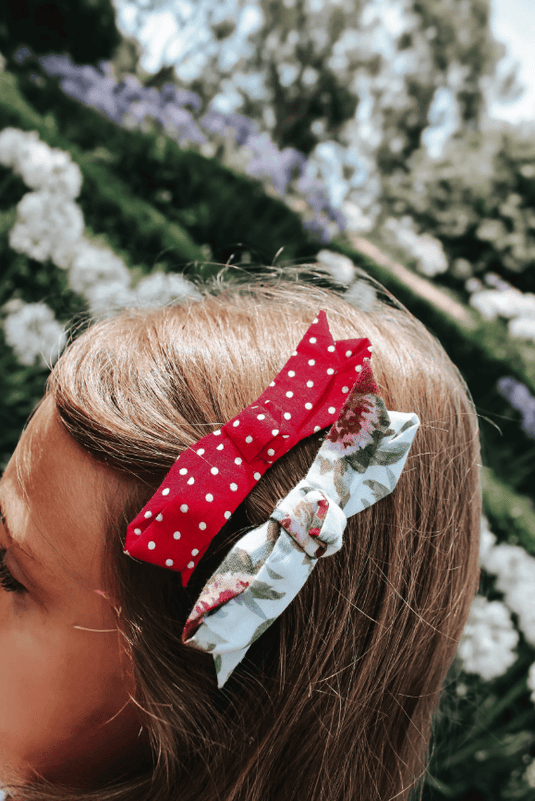 Love Henry Girls Clips 2 Pack - Red Polka Dots/Floral