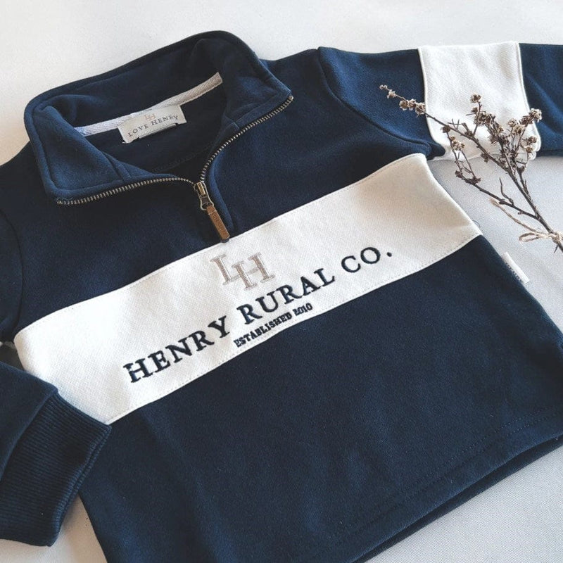 Load image into Gallery viewer, Love Henry Boys Rural Co Sweater - Navy/White
