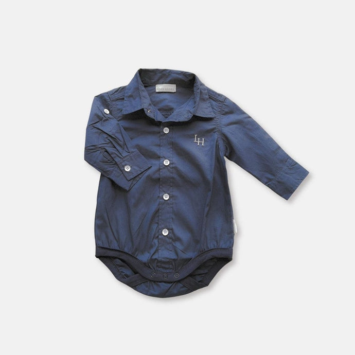 Love Henry Baby Boys Dress Shirt Romper - Navy