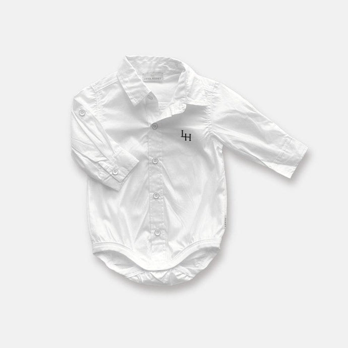Love Henry Baby Boys Dress Shirt Romper - White