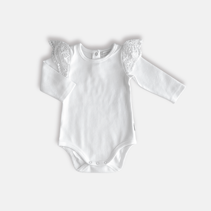 Love Henry Baby Girls Lace Sleeve Romper - White