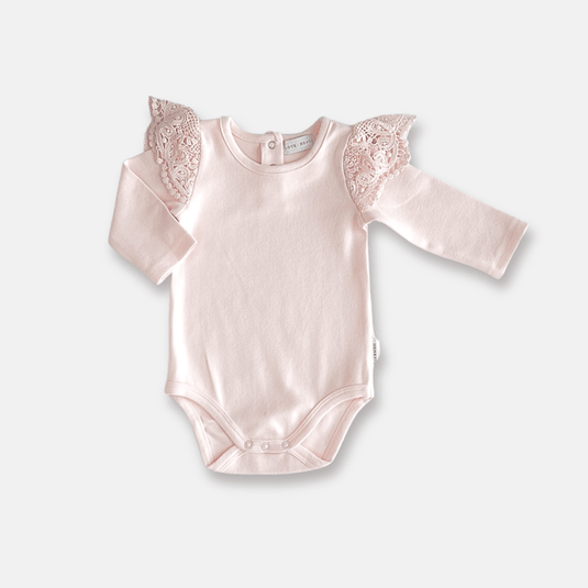 Love Henry Baby Girls Lace Sleeve Romper -  Pink