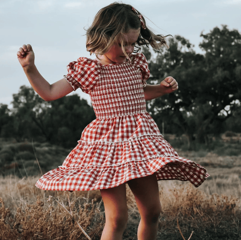 Load image into Gallery viewer, Love Henry Girls Daisy Dress - Red Check
