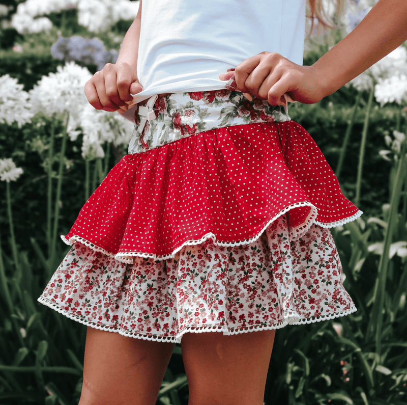Load image into Gallery viewer, Love Henry Girls Frilly Skirt - Festive Floral
