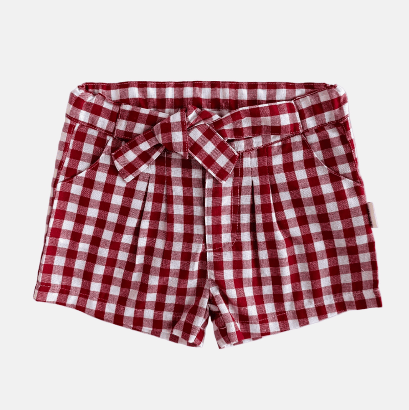 Load image into Gallery viewer, Love Henry Girls Tie Waist Shorts - Red Check
