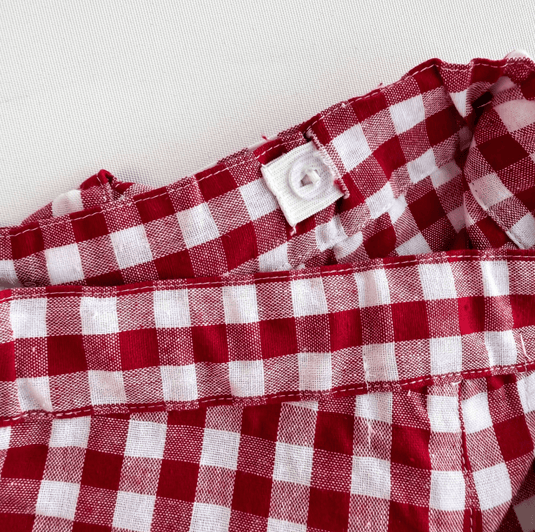 Love Henry Girls Tie Waist Shorts - Red Check