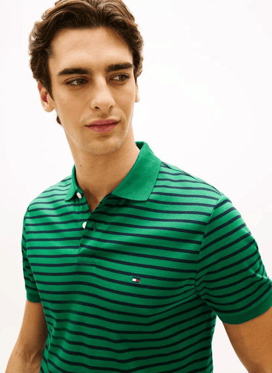 Tommy Hilfiger Mens Liquid Cotton Polo - Nouveau Green/Desert Sky