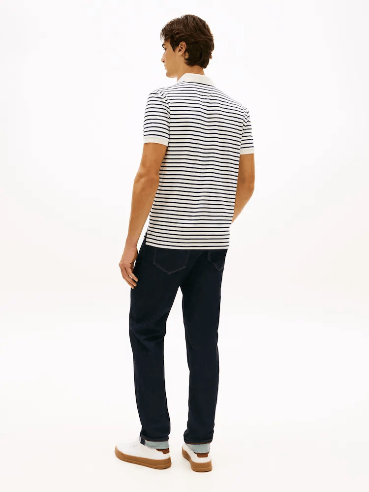 Load image into Gallery viewer, Tommy Hilfiger Mens Liquid Cotton Polo - Ivory Petal/Carbon Navy
