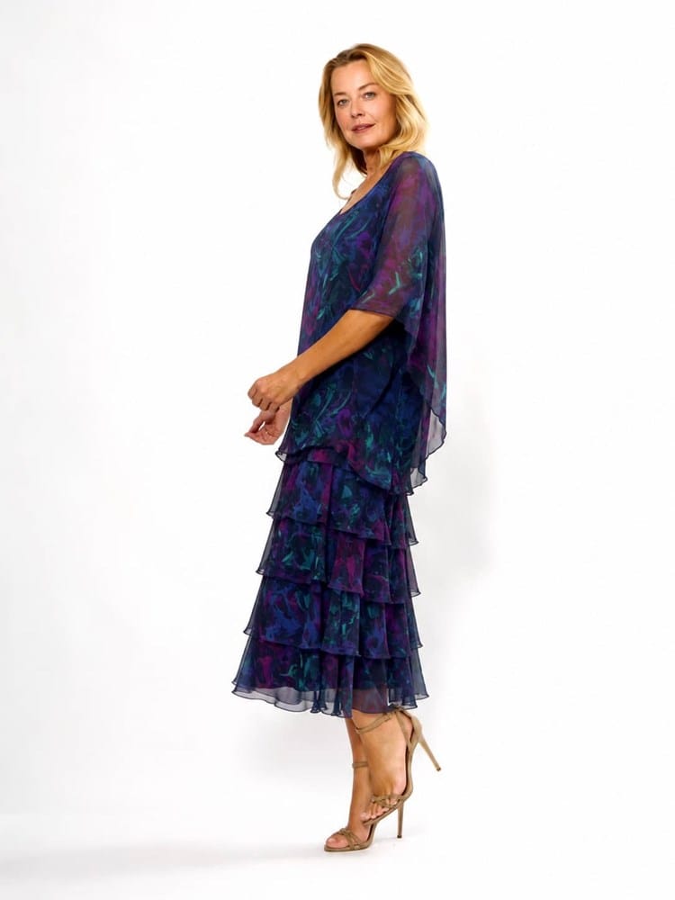 Load image into Gallery viewer, La Strada Womens Multi Layers Dress - Navy Floral
