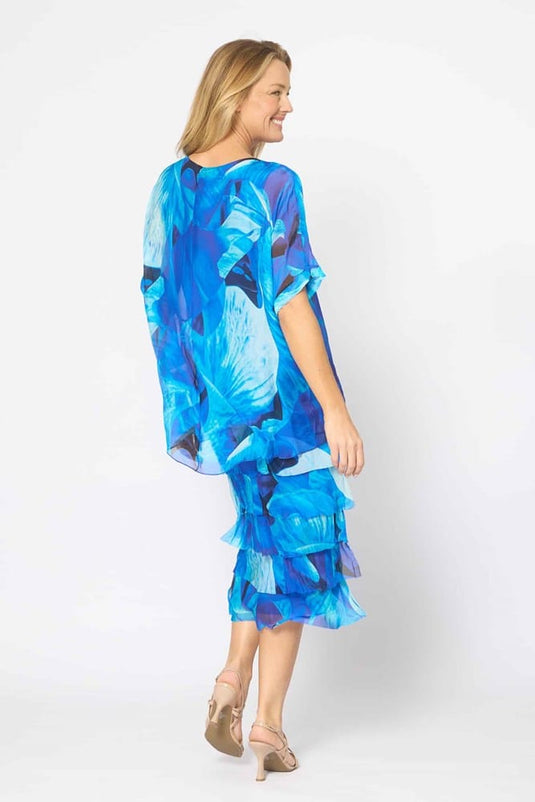 La Strada Womens Multi Layers Dress - Cobalt Abstract