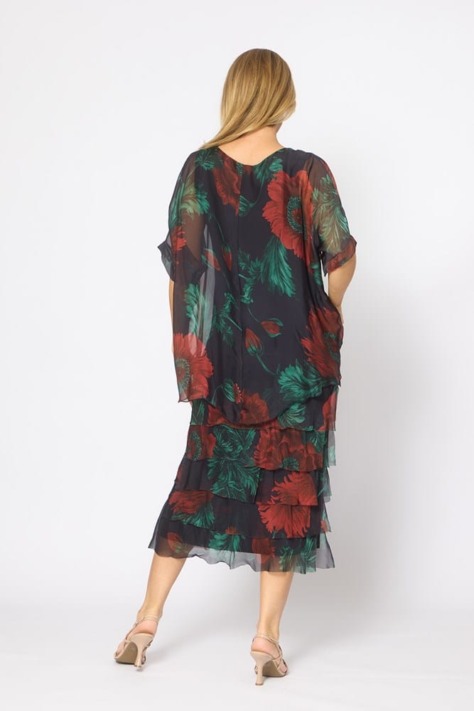 Load image into Gallery viewer, La Strada Womens Multi Layers Dress - Navy/Green Floral

