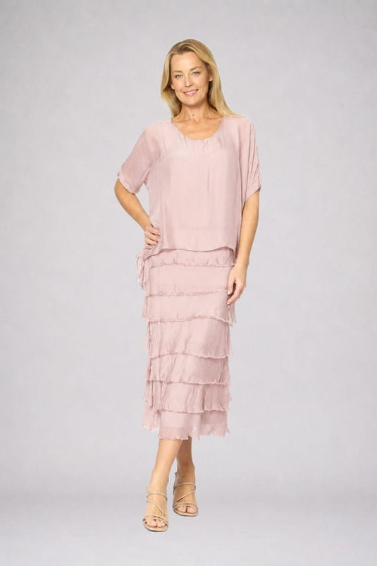 La Strada Womens Layers Dress - Blush Pink