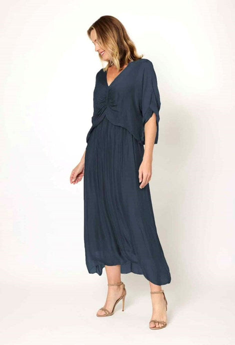 La Strada Ruched Bodice Flowy Dress