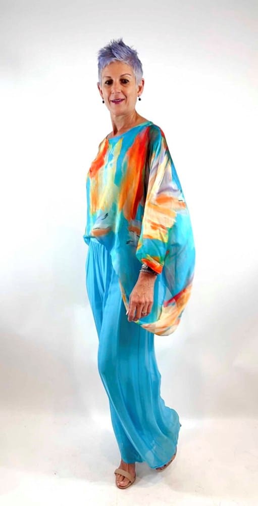 Load image into Gallery viewer, La Strada Womens Silk Blended Pants - Turchese
