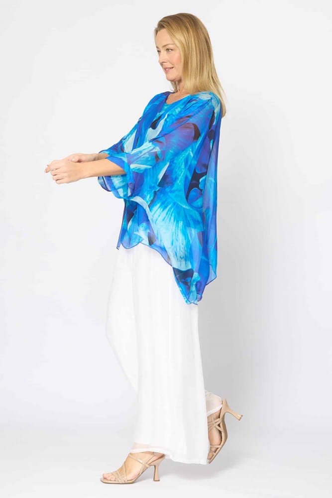 Load image into Gallery viewer, La Strada Womens Kaftan Top - Cobalt Abstract
