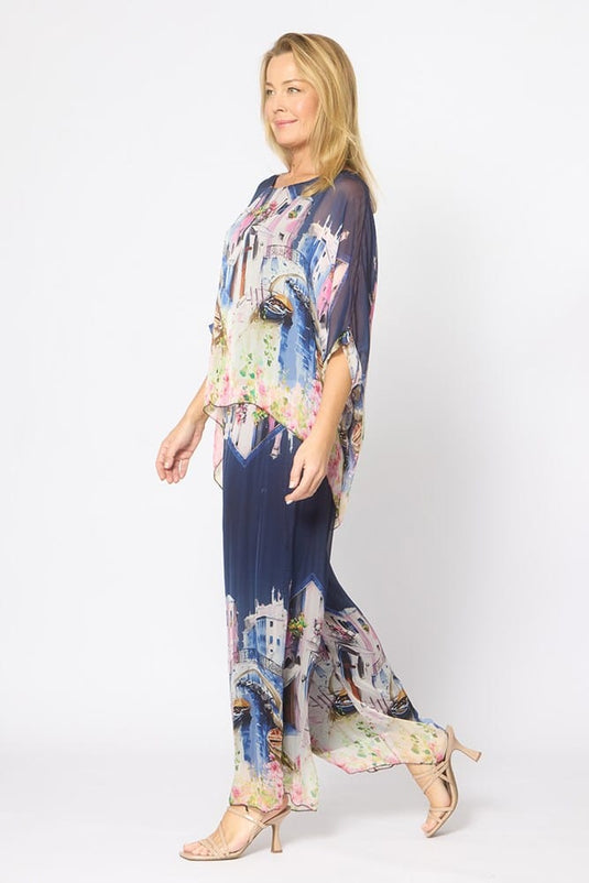La Strada Womens Pants - Navy Castle