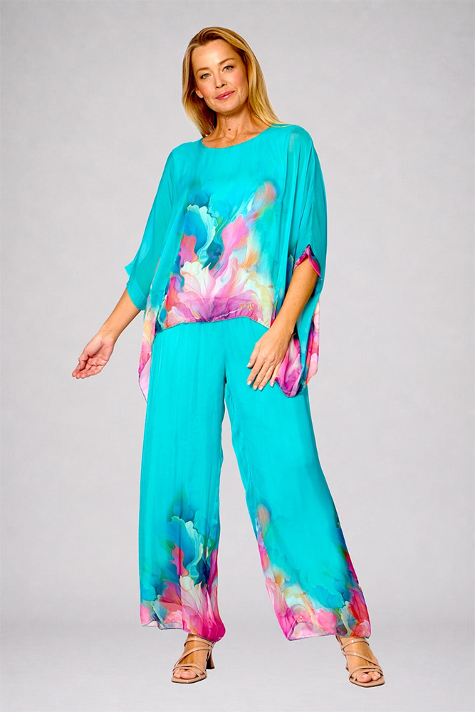 Load image into Gallery viewer, La Strada Womens Viscose Kaftan Top - Tiffany Floral
