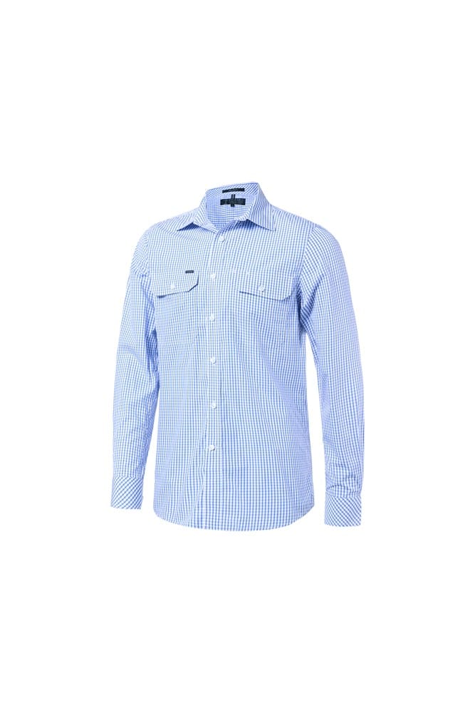 Load image into Gallery viewer, Pilbara Mens Check Dual Pocket Long Sleeve Shirt
