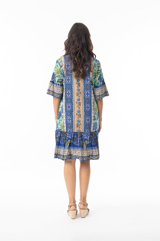 Orientique Womens Las Cuevas Dress Collar Frill Hem