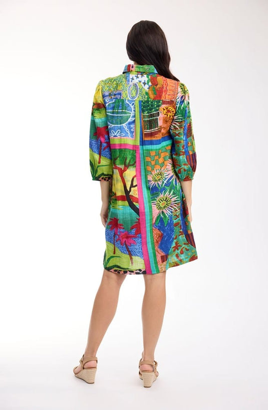 Orientique Womens Le Moulin Dress Collar 3/4 Sleeve