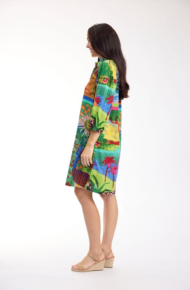 Load image into Gallery viewer, Orientique Womens Le Moulin Dress Collar 3/4 Sleeve
