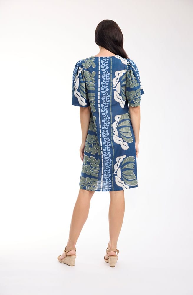 Load image into Gallery viewer, Orientique Womens Liberte Blue Dress Collar 3/4 Sleeve
