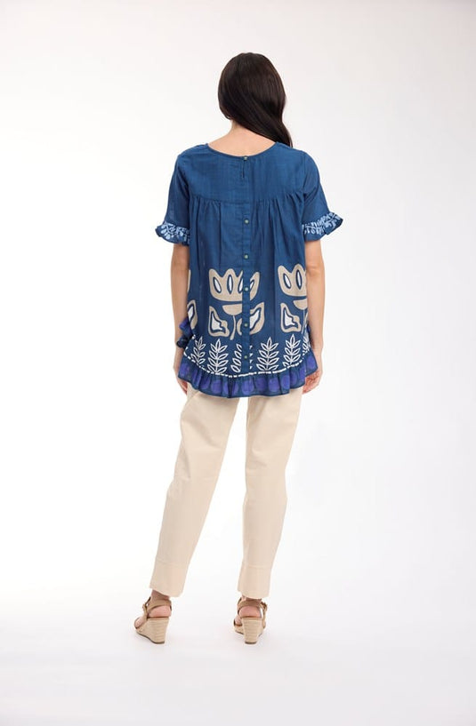 Orientique Womens Liberte Blue Top Frill