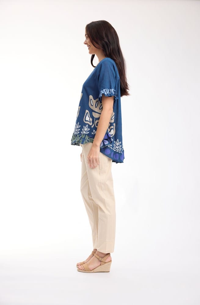 Load image into Gallery viewer, Orientique Womens Liberte Blue Top Frill
