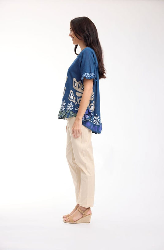 Orientique Womens Liberte Blue Top Frill