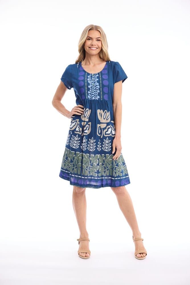 Load image into Gallery viewer, Orientique Womens Liberte Blue Dress Bib Pockets
