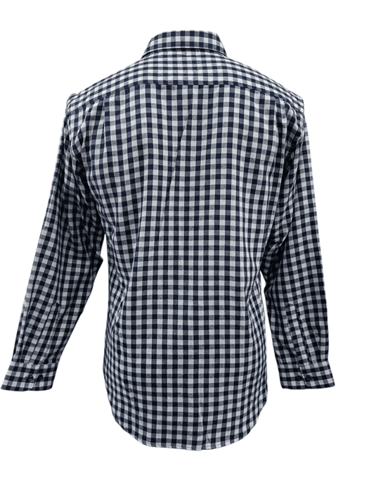 Bisley Mens Long Sleeve Brushed Cotton Shirt - Light Blue/Navy Check