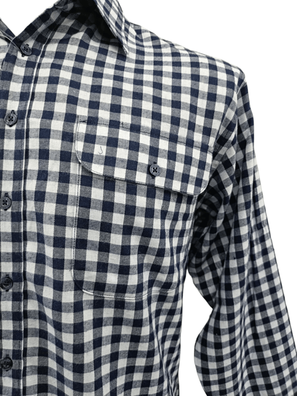 Load image into Gallery viewer, Bisley Mens Long Sleeve Brushed Cotton Shirt - Light Blue/Navy Check
