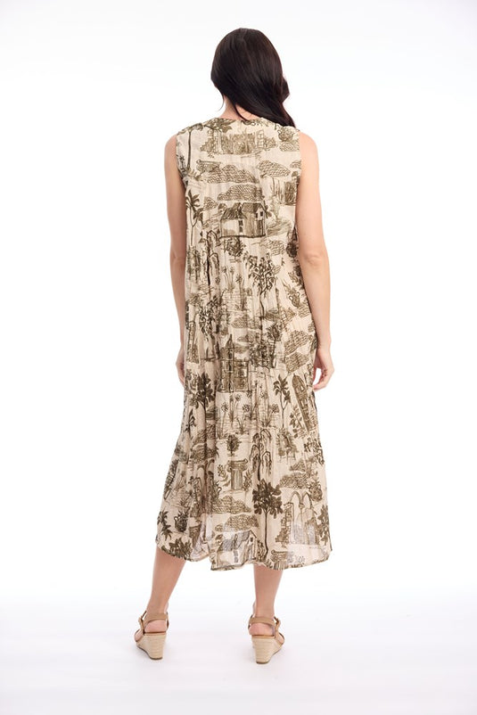 Orientique Womens Loumarin Dress Maxi V Sleeveless