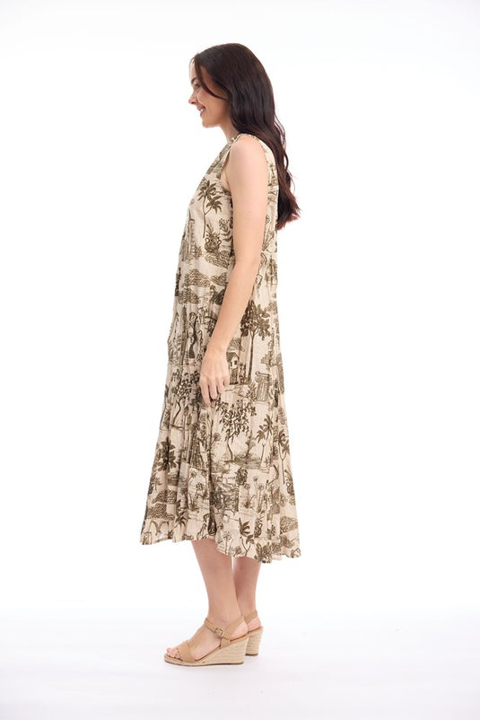 Orientique Womens Loumarin Dress Maxi V Sleeveless