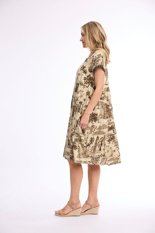 Orientique Womens Loumarin Dress Layers Cap Seeve