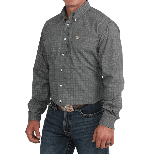 Load image into Gallery viewer, Cinch Men's Navy Geometric Print Shirt

