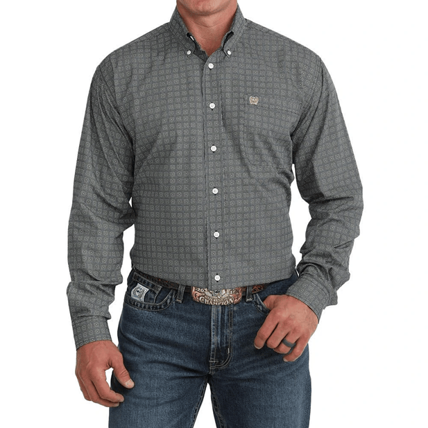 Load image into Gallery viewer, Cinch Men's Navy Geometric Print Shirt
