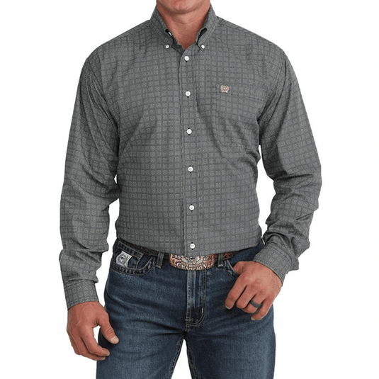 Cinch Men's Navy Geometric Print Shirt