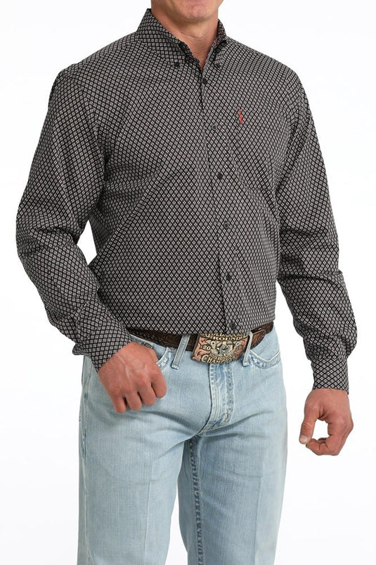 Cinch Mens Modern Fit Patterned Long Sleeve Shirt
