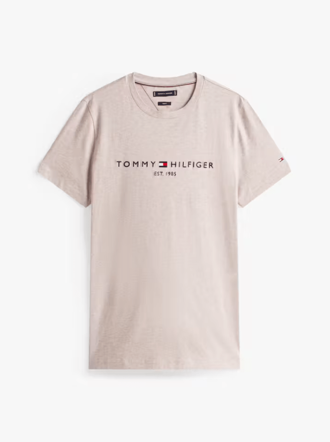 Load image into Gallery viewer, Tommy Hilfiger Mens Logo Tee - Heathered Pebble
