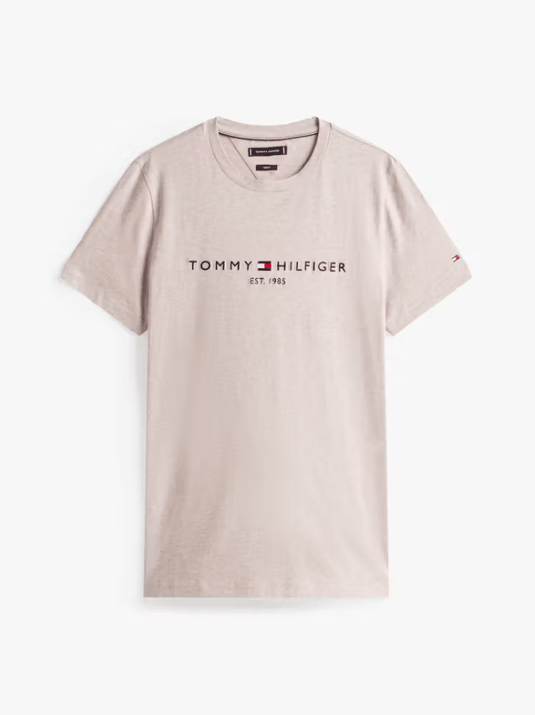 Tommy Hilfiger Mens Logo Tee - Heathered Pebble