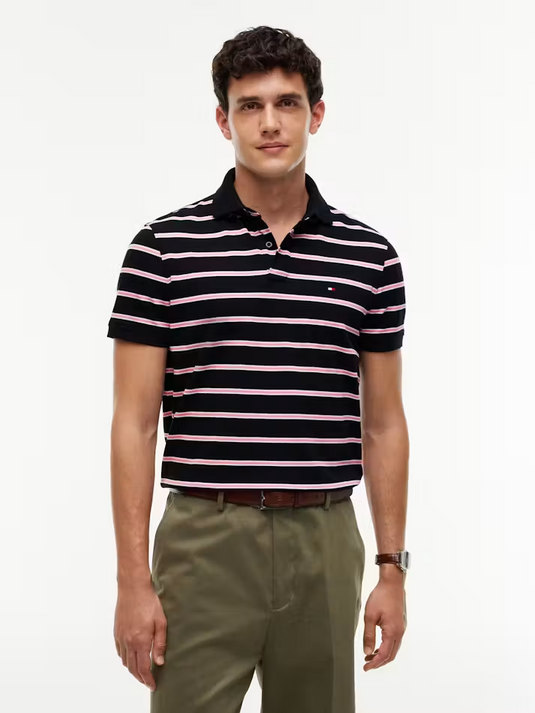Tommy Hilfiger Mens 1985 Polo - Navy Blue/Synthetic Blush/White