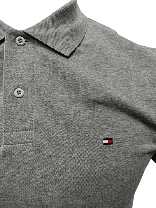Tommy Hilfiger Mens Performance Pique Regular Fit Polo - Grey Heather