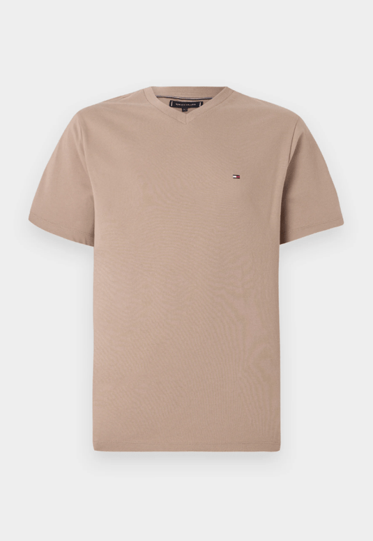 Tommy Hilfiger Mens Essential V-Neck Tee- Coastal Taupe