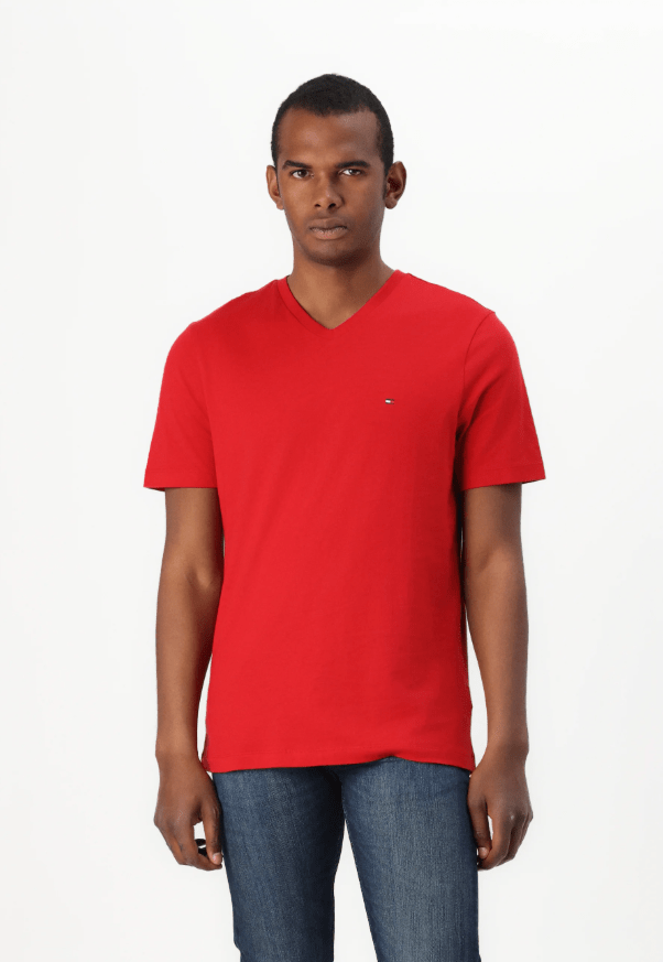 Load image into Gallery viewer, Tommy Hilfiger Mens Essential V-Neck Tee - Medium Red
